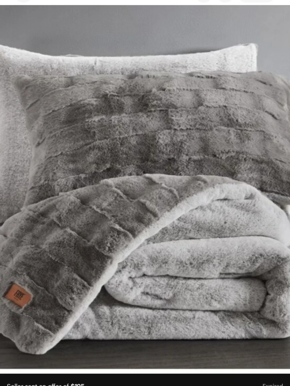 Frye Faux Rabbit Fur Comforter Set 3pc 930 GSM King Oversized NEW